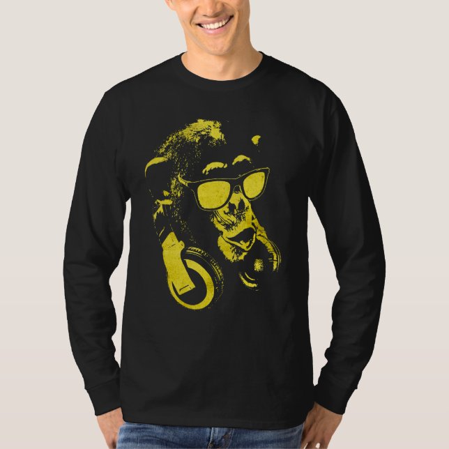 Monkey Chimp med solglasögon och hörlurar 2 T Shirt (Framsida)