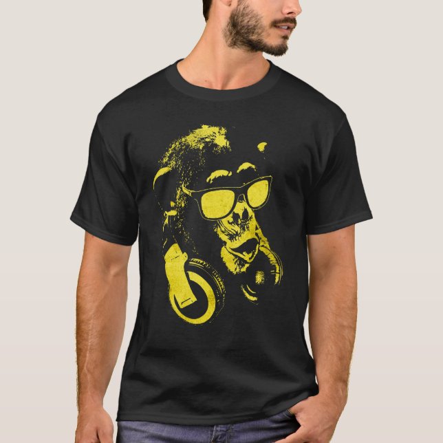 Monkey Chimp med solglasögon och hörlurar 2 T Shirt (Framsida)