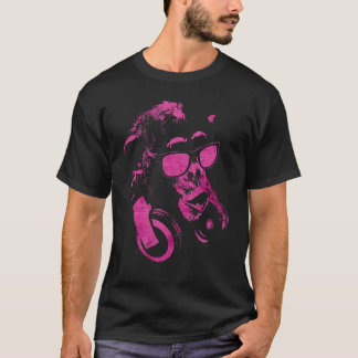 Monkey Chimp med solglasögon och hörlurar 3 T Shirt