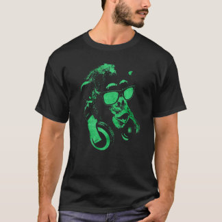 Monkey Chimp med solglasögon och hörlurar 4 T Shirt