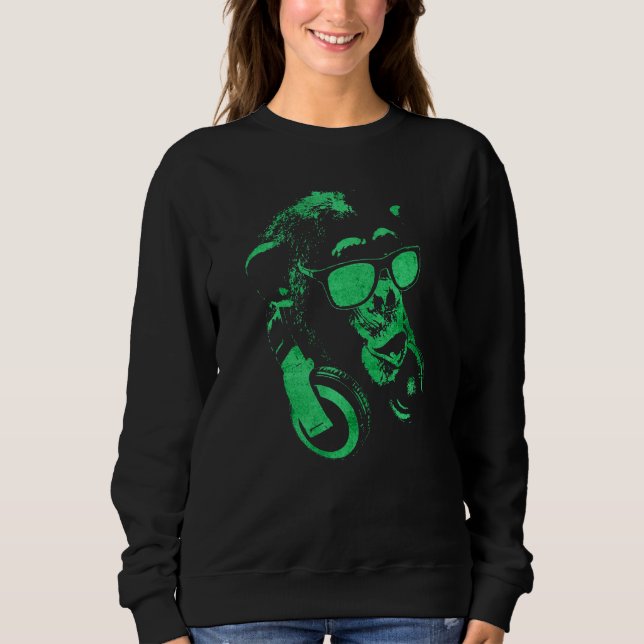 Monkey Chimp med solglasögon och hörlurar 4 T Shirt (Framsida)