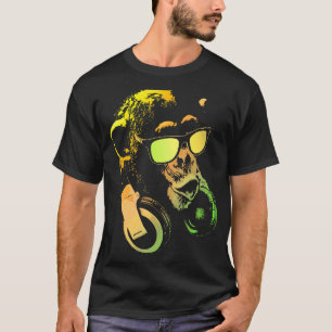 Monkey Chimp med solglasögon och hörlurar T Shirt
