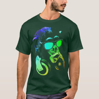 Monkey Chimp With Sunglasses And Headphones T Shirt