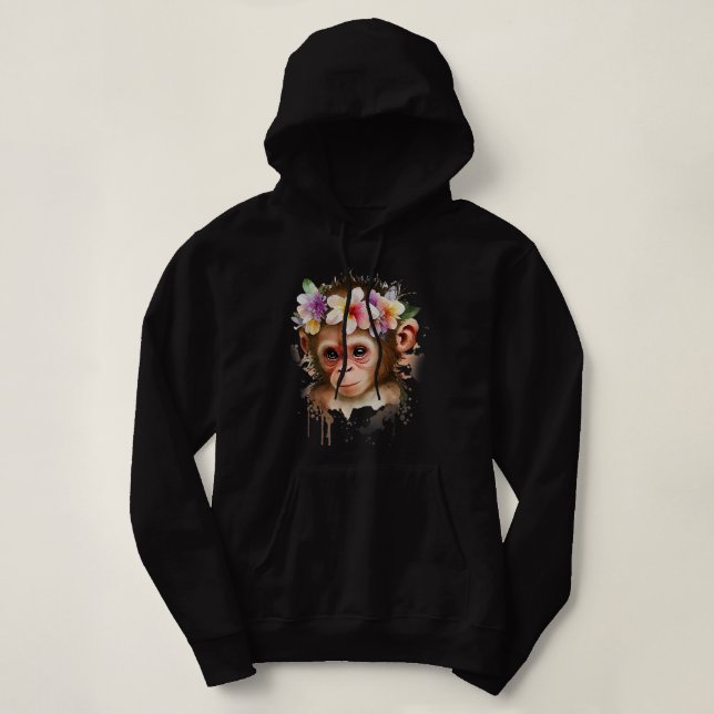 Monkey Chimpanzee Jungle Animal Boho Blommigt Ape  T Shirt (Design framsida)