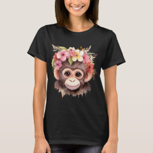 Monkey Chimpanzee Jungle Animal Boho Blommigt Ape T Shirt