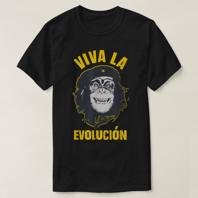 Monkey Chimpanzee Viva la Evolution Revolution Rol T Shirt (Design framsida)