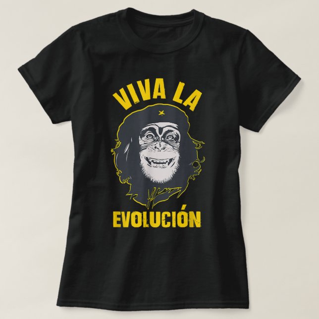 Monkey Chimpanzee Viva la Evolution Revolution Rol T Shirt (Design framsida)