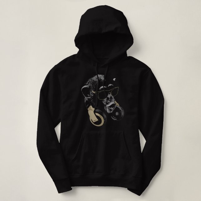 Monkey Chimpanzmed solglasögon och hörlurar T Shirt (Design framsida)
