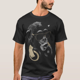 Monkey Chimpanzmed solglasögon och hörlurar T Shirt