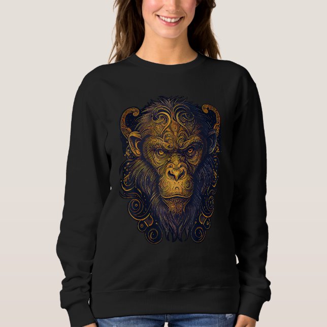 Monkey Chinese Zodiac Animal Horoscope Astrology T Shirt (Framsida)