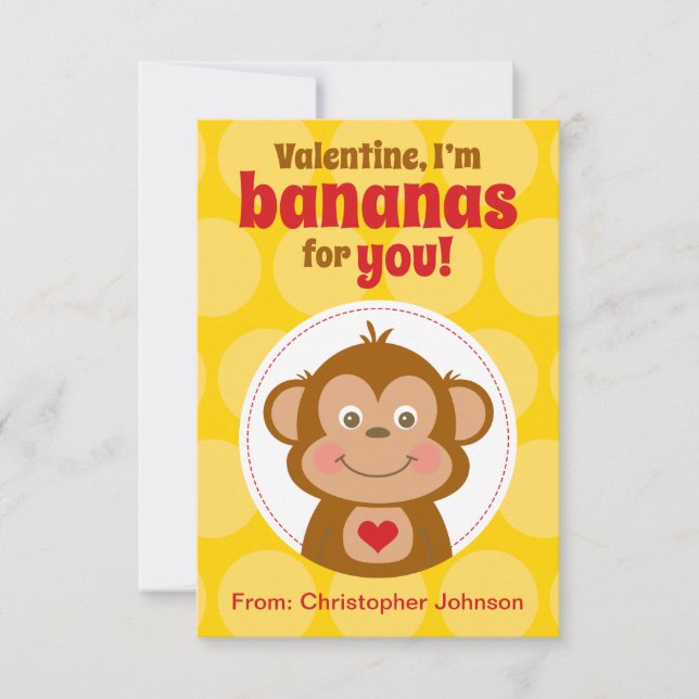 Monkey Classroom Valentine Cards för barn Inbjudningar (Framsida)