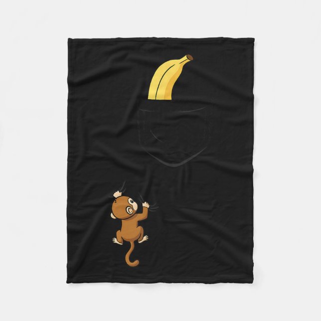 Monkey Climbs For Banana Funny Animal Cket Design  Fleecefilt (Framsidan)