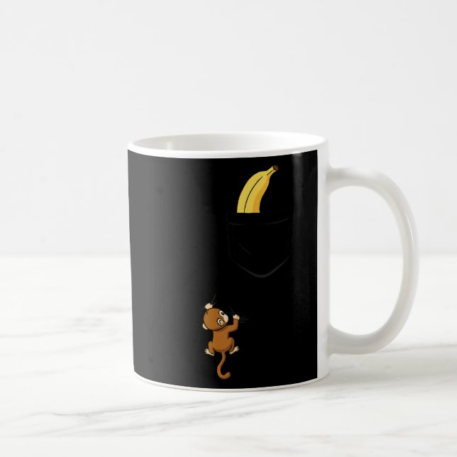 Monkey Climbs For Banana Funny Animal Cket Design  Kaffemugg (Höger)