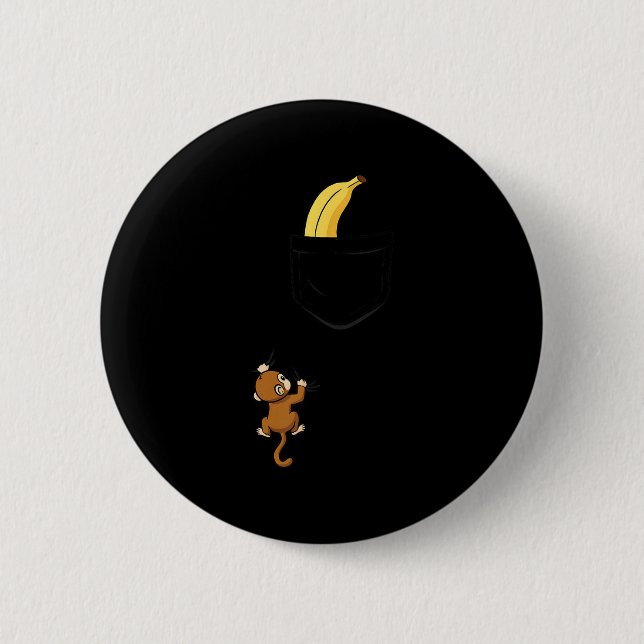 Monkey Climbs For Banana Funny Animal Cket Design  Knapp (Framsida)