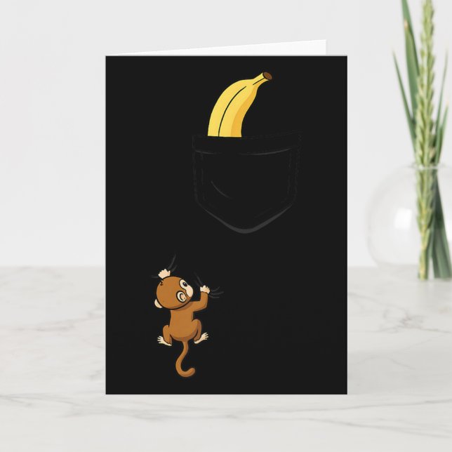 Monkey Climbs For Banana Funny Animal Cket Design  Kort (Framsida)