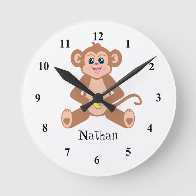 Monkey Clock Rund Klocka (Framsida)