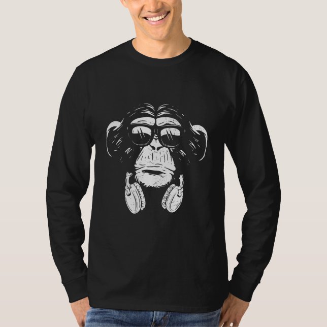 Monkey Cooler Monkey Dj Headphones  Idea Party Mus T Shirt (Framsida)