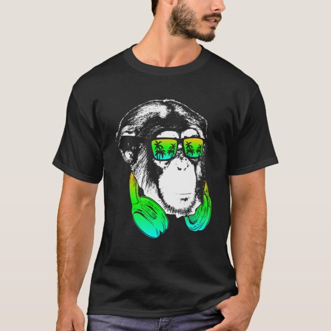 Monkey Cooler Monkey DJ-hörlurar Idea Party Mus T Shirt (Framsida)