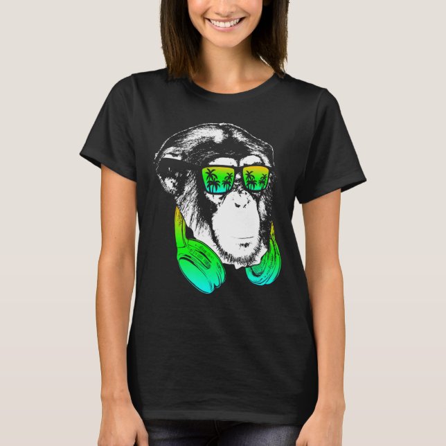Monkey Cooler Monkey DJ-hörlurar Idea Party Mus T Shirt (Framsida)