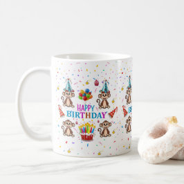 Monkey Cupcake Happy Birthday Mug  Kaffemugg