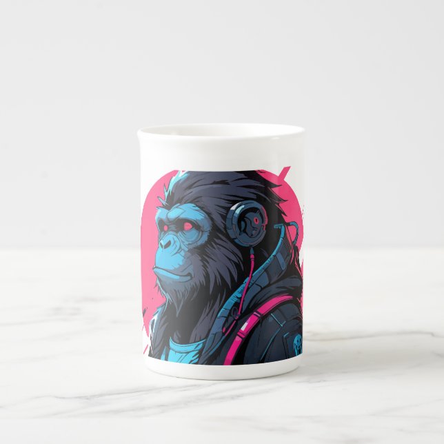 Monkey cyberpunk benporslin mugg (Framsidan)