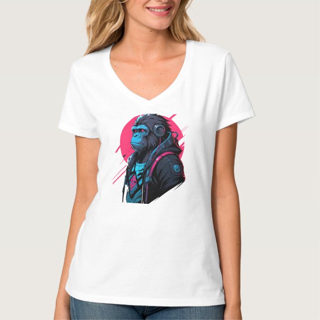 Monkey cyberpunk t shirt (Framsida)