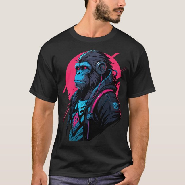 Monkey cyberpunk t shirt (Framsida)