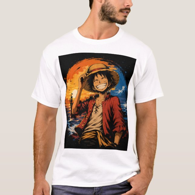 Monkey D. Luffy Inspirerad Anime T-Shirt – Modig S (Framsida)