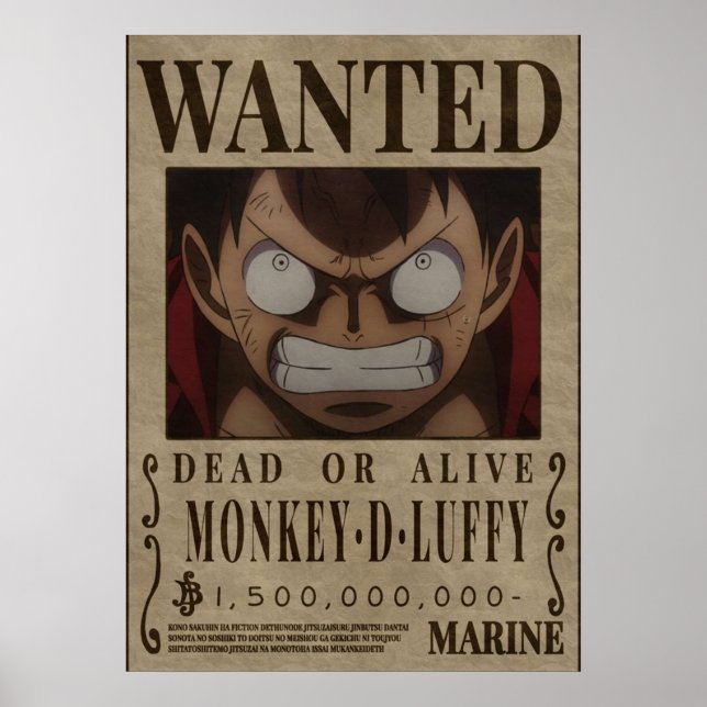 Monkey D Luffy One Biet Bounty Wanted Poster (Framsidan)
