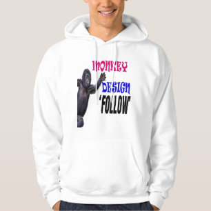 Monkey-design - följ hoodie