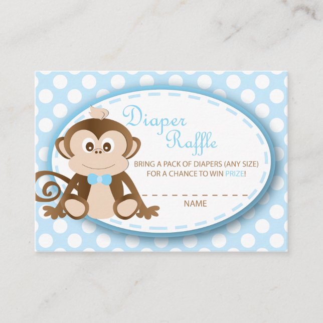 Monkey Diaper Raffle Biljett-Pojke Tilläggskort (Framsida)