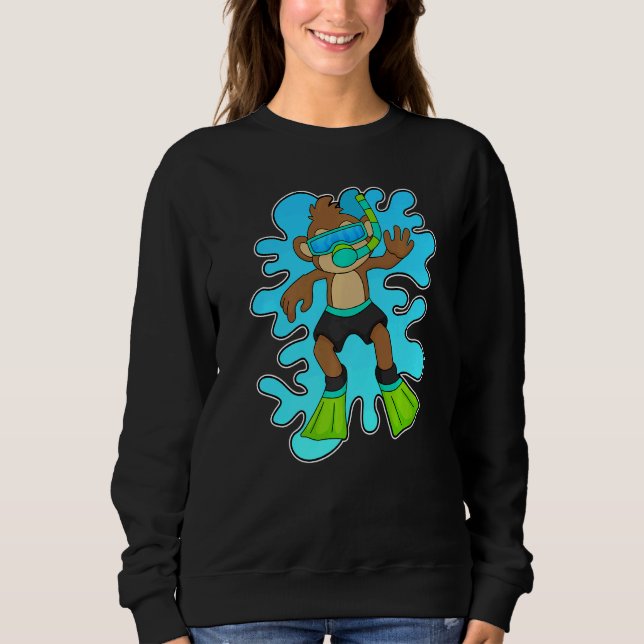 Monkey Diving Snorkel Swimming goggles T Shirt (Framsida)