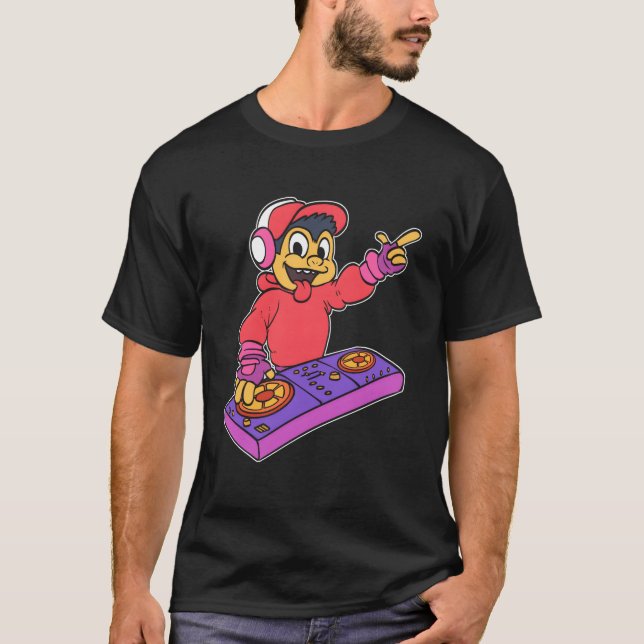 Monkey DJ Music Lover Gift retro T Shirt (Framsida)