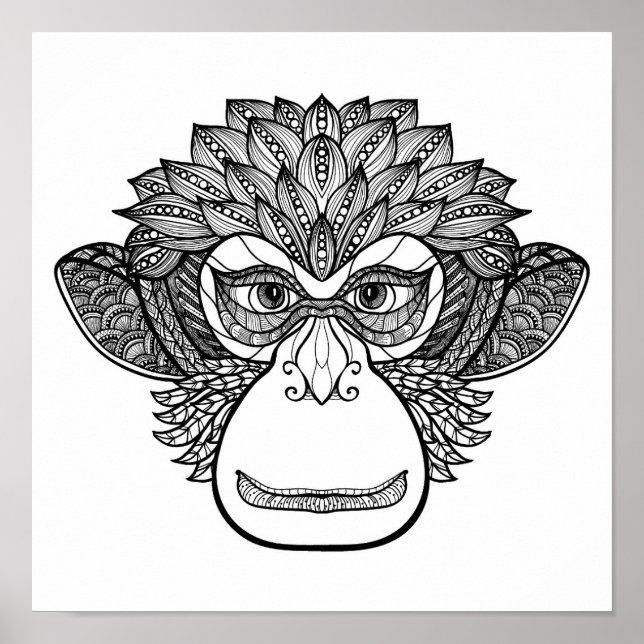 Monkey Doodle Ansikte 2 Poster (Framsidan)