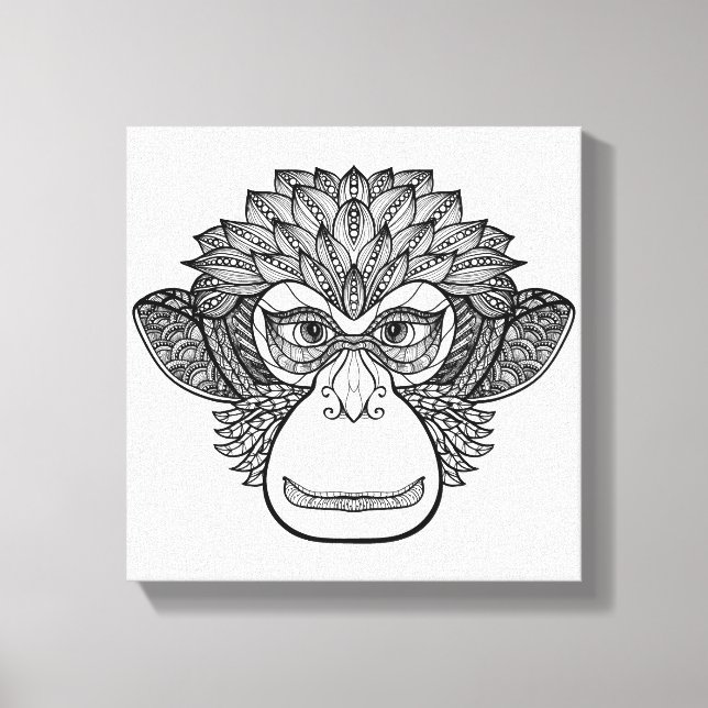 Monkey Doodle Ansikte 6 Canvastryck (Framsida)