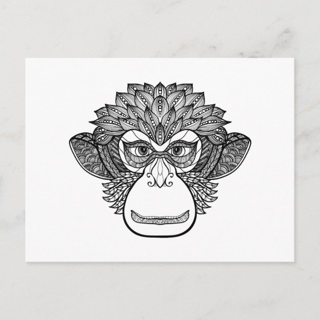 Monkey Doodle Ansikte Vykort (Framsida)