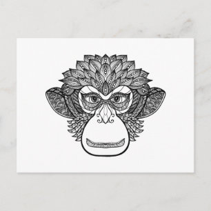 Monkey Doodle Ansikte Vykort