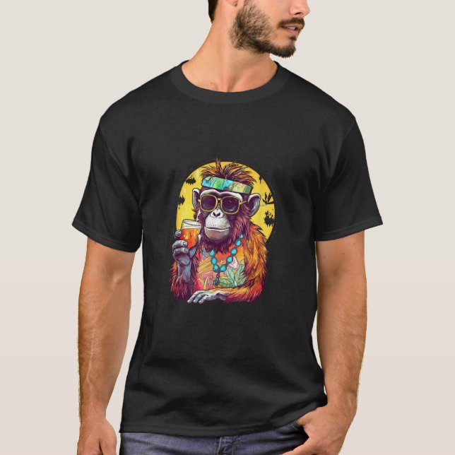 Monkey Drinking Beer Funny Beer Drinker Drunk Gori T Shirt (Framsida)