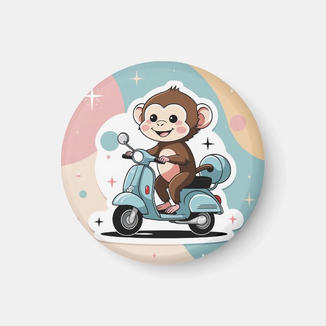 Monkey driving a scooter magnet (Framsidan)