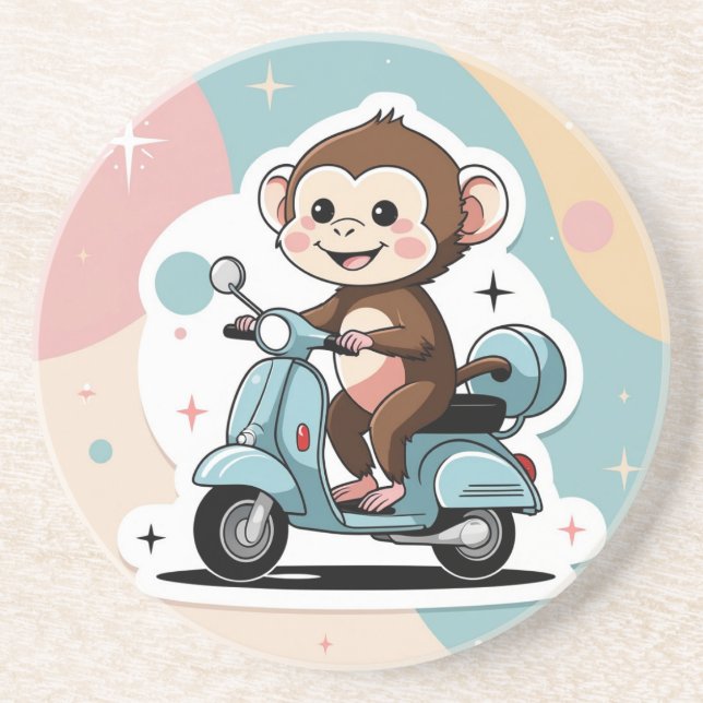 Monkey driving a scooter underlägg (Framsidan)