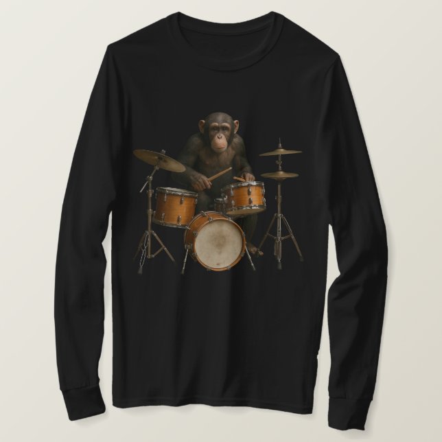 Monkey Drummer Mönster Shirt T Shirt (Design framsida)