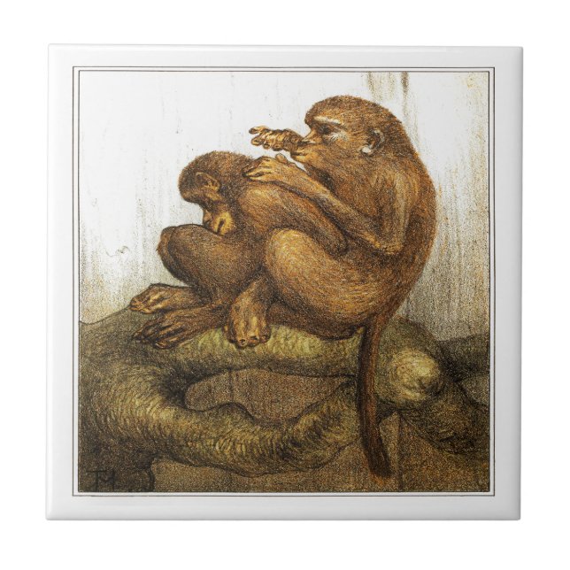 Monkey Dutch Victorian Art Kakelplatta (Framsidan)
