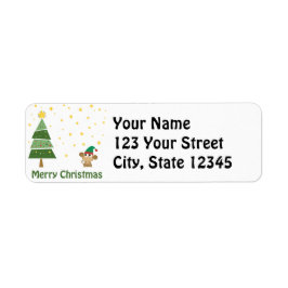 Monkey Elf-julscenen Returadress Etikett