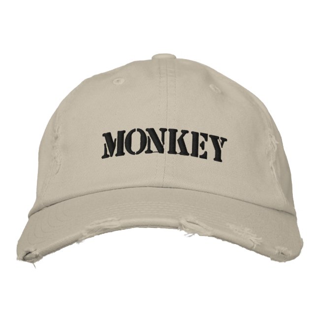 MONKEY EMBROIDERED BASEBALL HAT BRODERAD KEPS (Framsida)