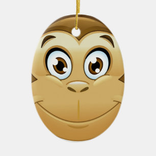 monkey emoji julgransprydnad keramik
