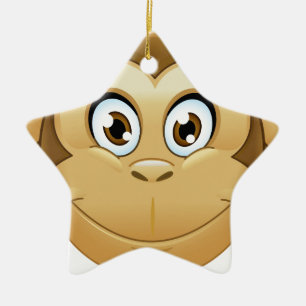 monkey emoji julgransprydnad keramik