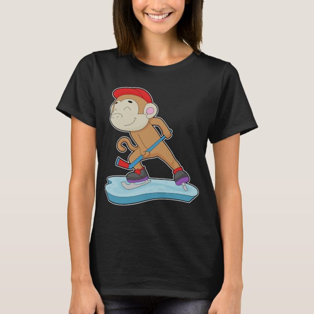 Monkey Fält hockey Hockey stick Sports T Shirt (Framsida)