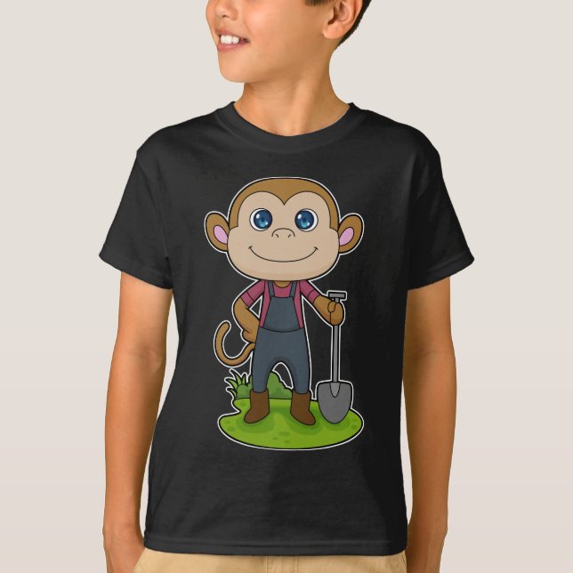 Monkey Farmer Shovel T Shirt (Framsida)