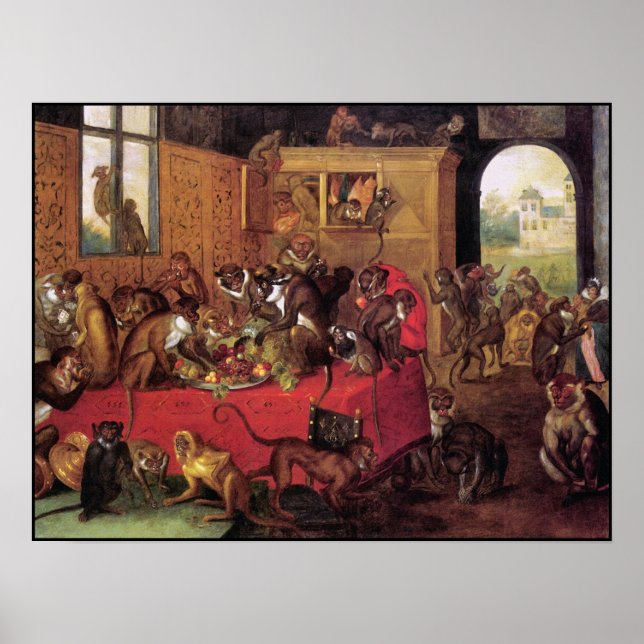 Monkey Feast Poster/skriv ut - apa-målning Poster (Framsidan)