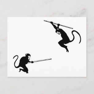 Monkey Fight Vykort